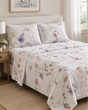 Premium Full Sheet Set – 4 Piece –Floral Print – Ultra Soft Brushed Microfiber